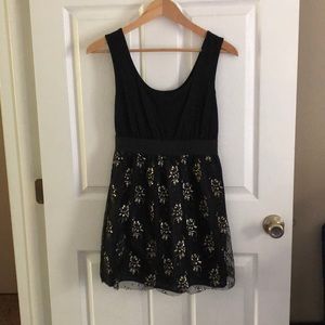 Sleeveless Black & Gold Dress